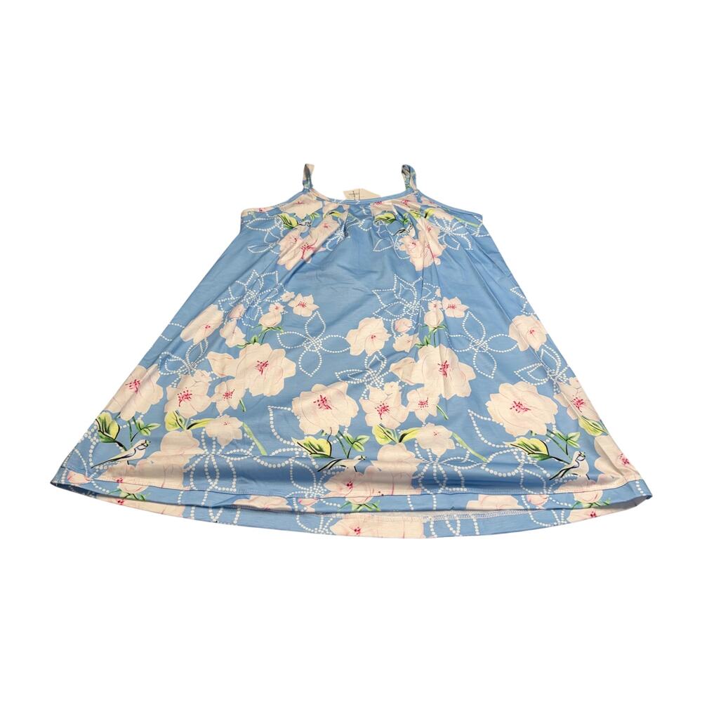 Aviier Blue Floral Swing Dress Spaghetti Strap Size L NWT - Picture 5 of 6